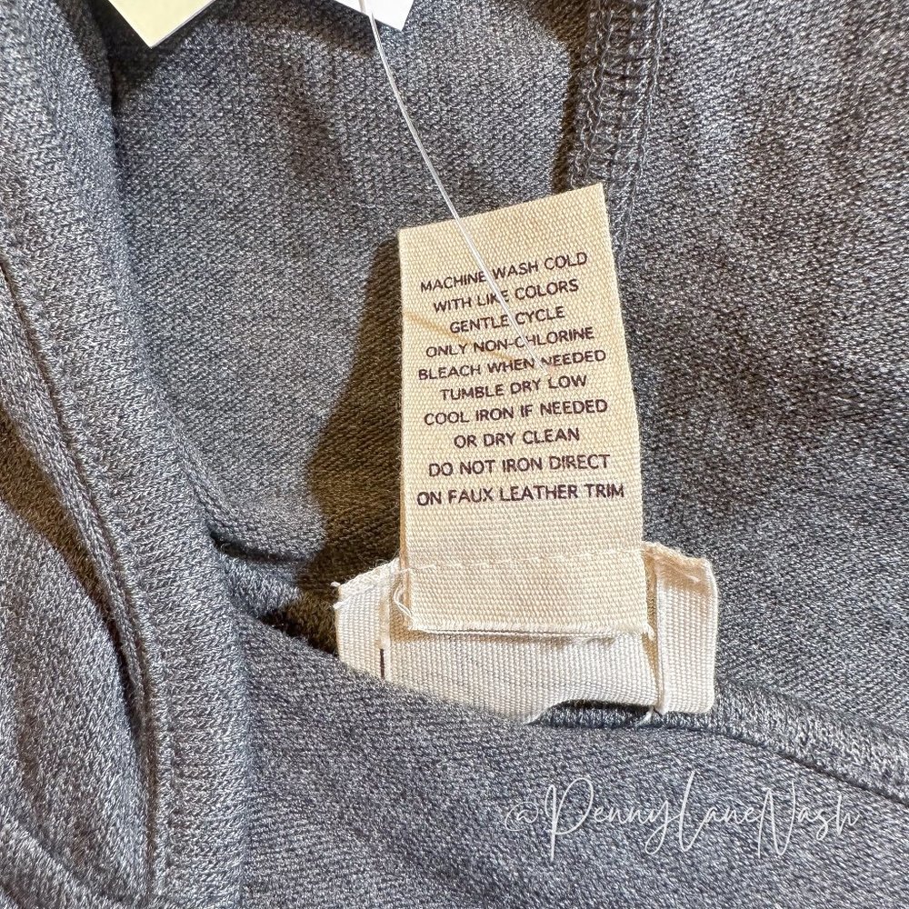 NWT Andrea Jovine Oversized Gray Hooded Poncho w/Faux Leather Trim - Picture 7 of 9
